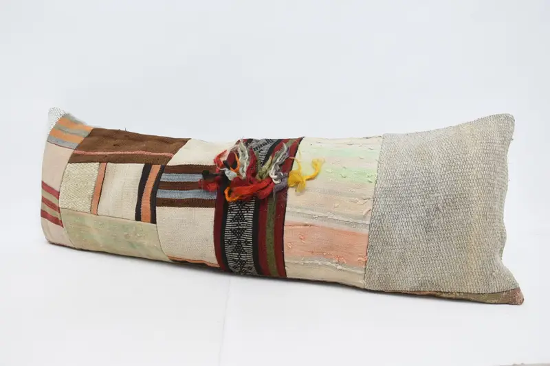 Interior Designer Pillow, Vintage Kilim Throw Pillow, Outdoor Bolster Cushion, 16x48 Beige Pillow Cover, Boho Pillow Sham Cover, Cushion - 4