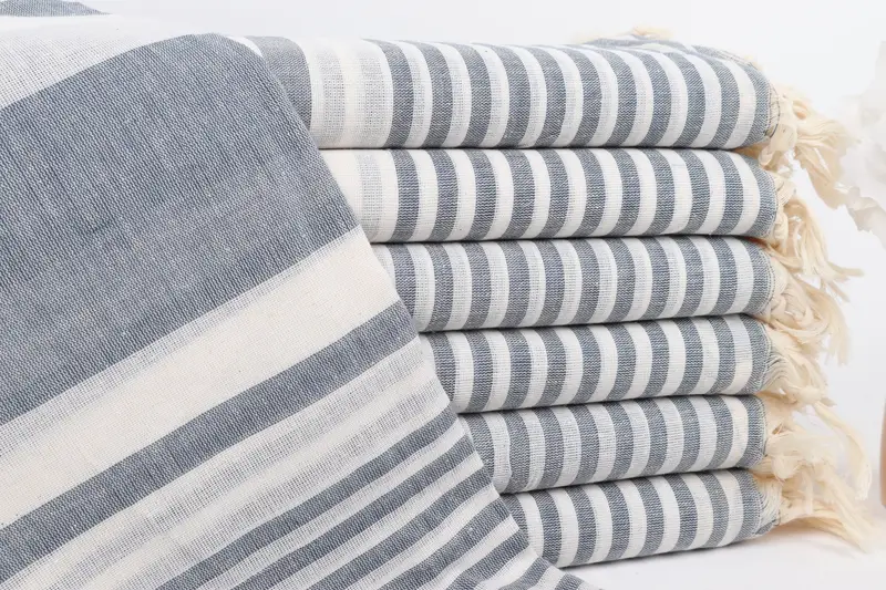 Navy Cotton Towel Striped Home Decor Gift, 40x71 Inches