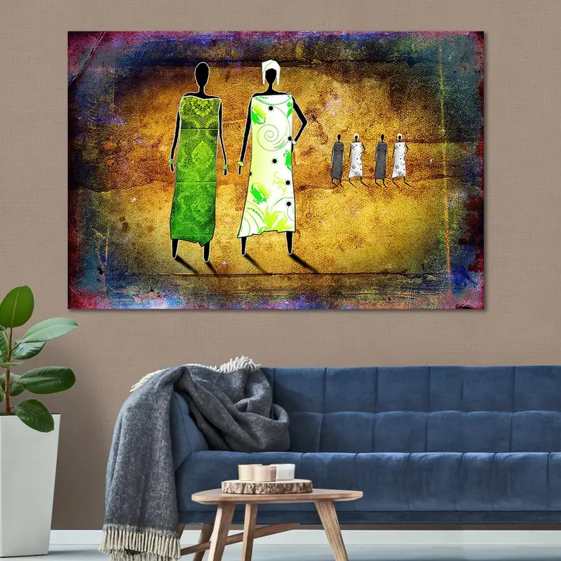 Africa Painting, Print on Canvas, Africa Wall Decor, African Art Canvas, Africa America Art, Afrocentric Canvas Wall Art, Tribal Wall Art - 4