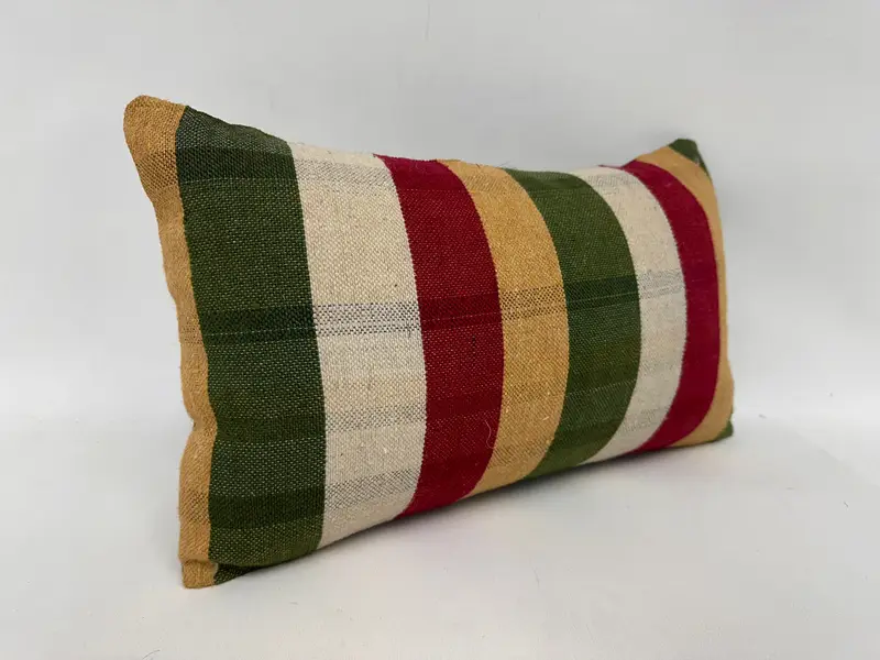 Southwestern Pillow Case, Ethnical Kilim Rug Pillow, 12x20 Red Pillow, Pillow Case, Handmade Kilim Cushion, Gift Pillow, Handwoven Pillow Sham - 3