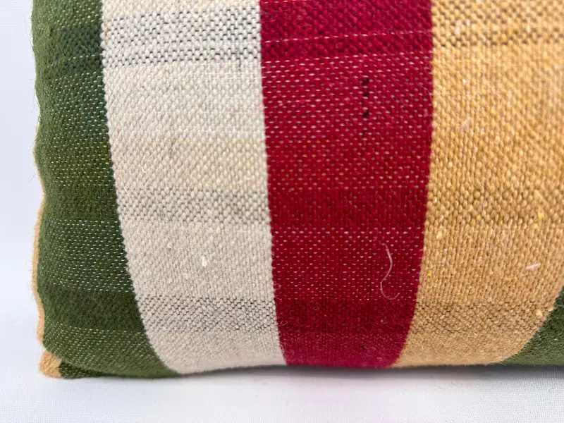 Southwestern Pillow Case, Ethnical Kilim Rug Pillow, 12x20 Red Pillow, Pillow Case, Handmade Kilim Cushion, Gift Pillow, Handwoven Pillow Sham - 2