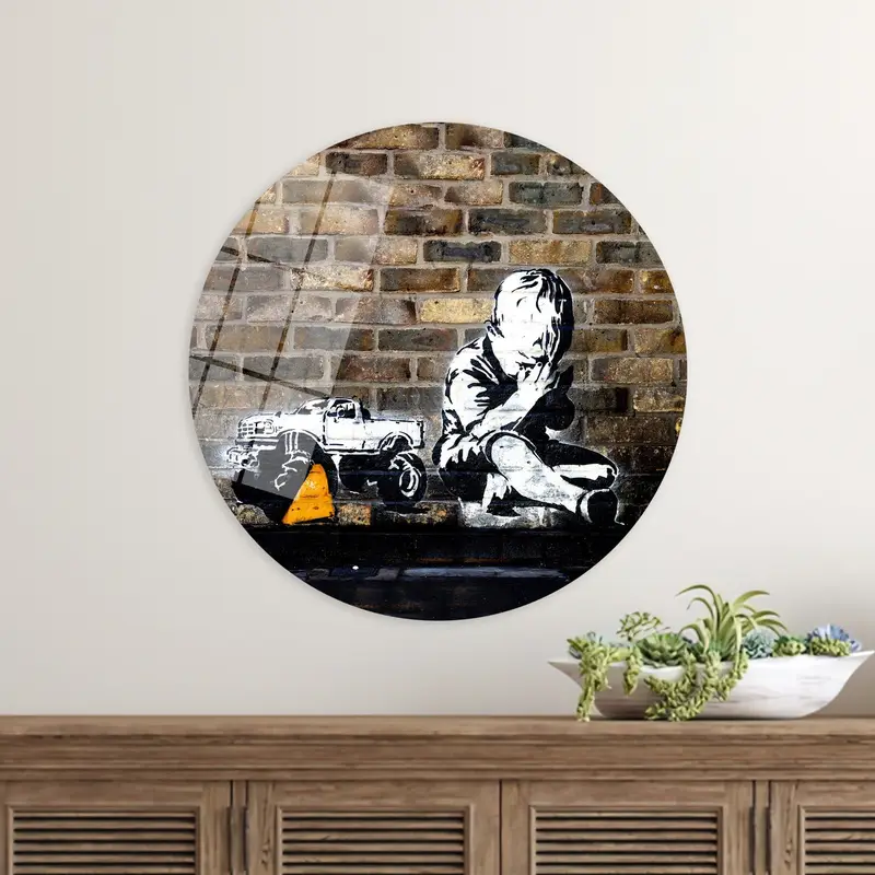 魅惑的なバンクシー グラフィティ チャイルド キャンバス プリント - 芸術的なエレガンス