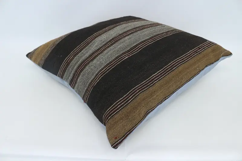 Antique Pillows, Cushion Cover, Ethnical Kilim Rug Pillow, Gift Pillow, 28x28 Brown Cushion Case, Pattern Throw Cushion - 6