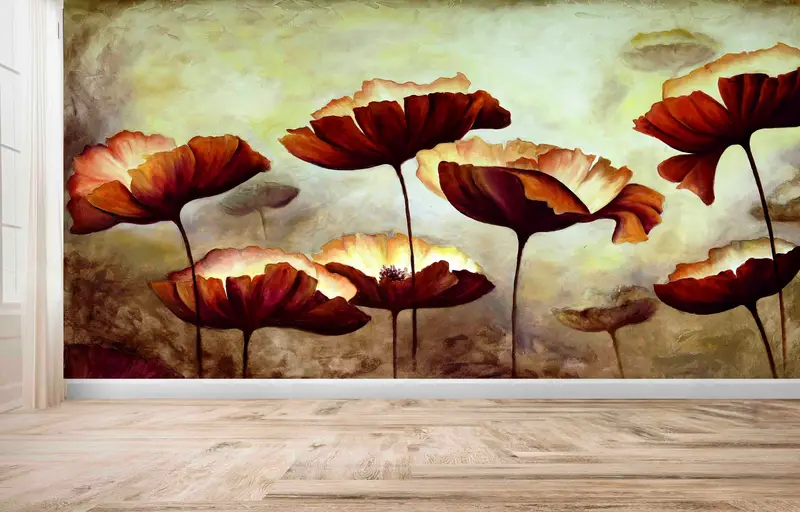 Papel pintado floral abstracto moderno: decoración impresa moderna para tu espacio
