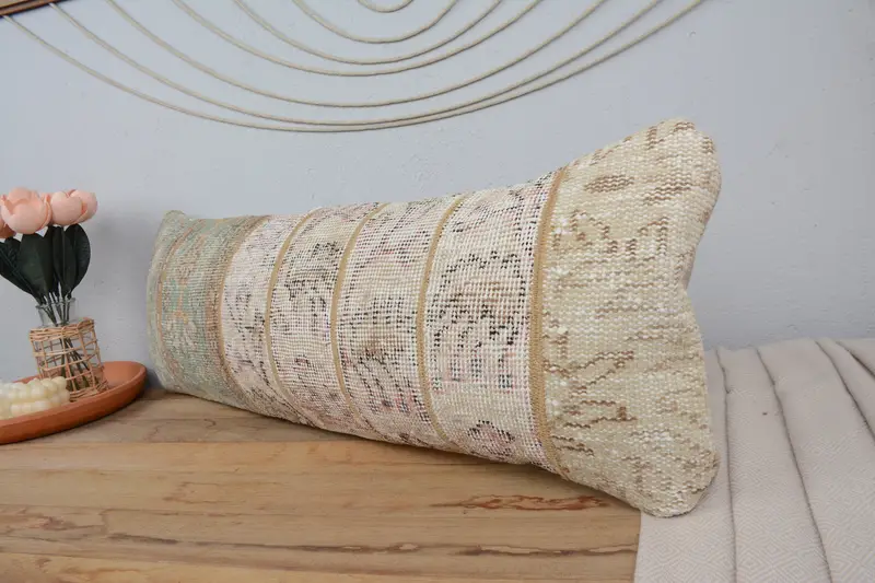 Interior Designer Pillow, Cushion Case, 12x36 Beige Cushion Cover, Gift Pillow, Yoga Cushion Case, Nautical Throw Pillow, Turkish Kilim Pillow - 4