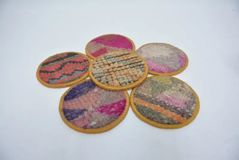 Pink and Bronze Coaster Set, Unique Boho Table Coasters