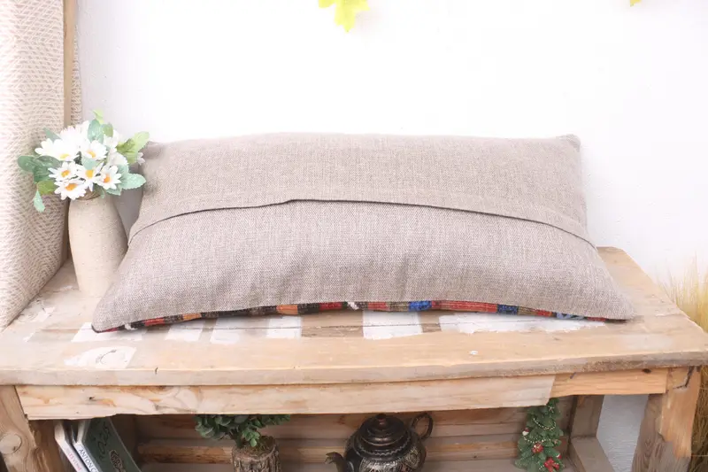 Throw Kilim Pillow, Pillow for Sofa, 12x24 Brown Pillow, Boho Throw Cushion Case, Pillow, Vintage Throw Cushion, Vintage Kilim Throw Pillow - 7