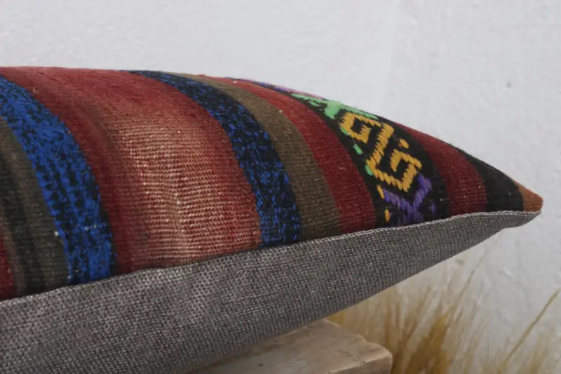 Throw Kilim Pillow, Pillow for Sofa, 12x24 Brown Pillow, Boho Throw Cushion Case, Pillow, Vintage Throw Cushion, Vintage Kilim Throw Pillow - 6