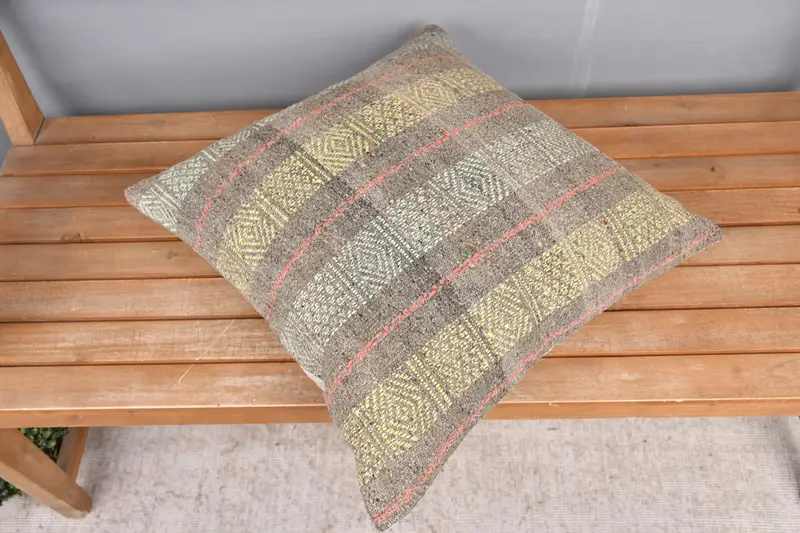 Luxury Pillow Case, 20x20 Yellow Pillow, Vintage Pillow, Boho Pillow, Wholesale Pillow, Kilim Cushion Sham, Pillow Sham, Retro Cushion Cover - 2