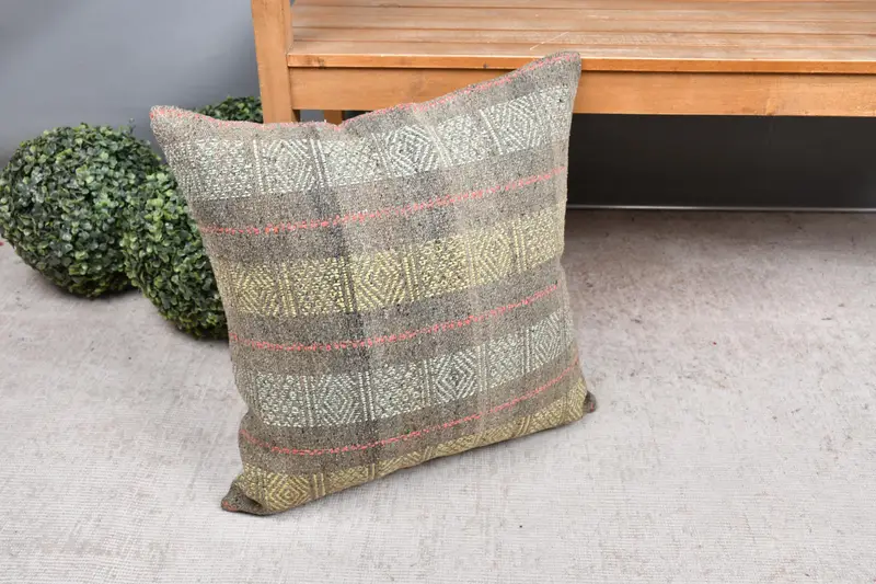 Luxury Pillow Case, 20x20 Yellow Pillow, Vintage Pillow, Boho Pillow, Wholesale Pillow, Kilim Cushion Sham, Pillow Sham, Retro Cushion Cover - 7
