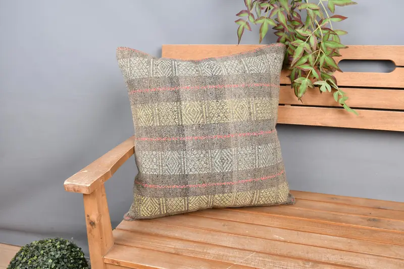 Luxury Pillow Case, 20x20 Yellow Pillow, Vintage Pillow, Boho Pillow, Wholesale Pillow, Kilim Cushion Sham, Pillow Sham, Retro Cushion Cover - 1