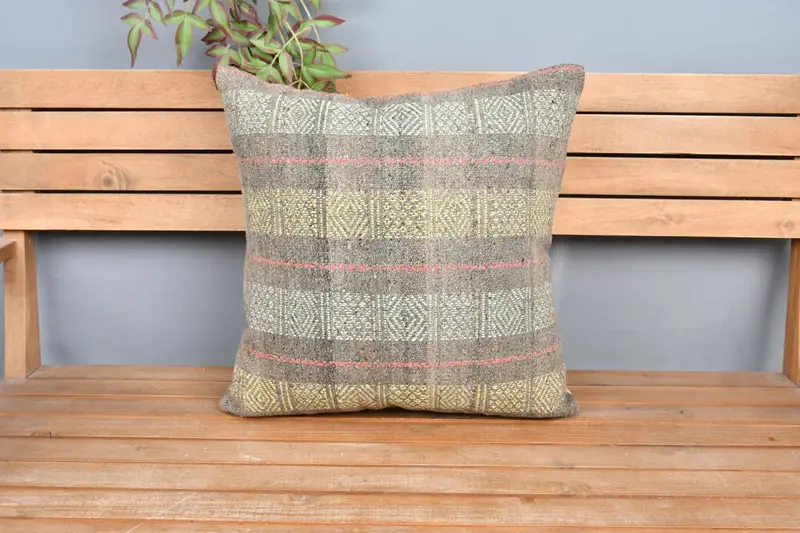 Luxury Pillow Case, 20x20 Yellow Pillow, Vintage Pillow, Boho Pillow, Wholesale Pillow, Kilim Cushion Sham, Pillow Sham, Retro Cushion Cover - 6