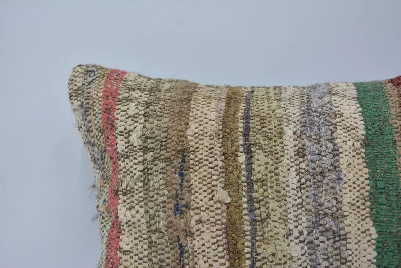 Throw Kilim Pillow, Pillow for Sofa, Boho Pillow Sham Cover, Cushion, 16x24 Green Pillow, Accent Cushion Cover, Seat Pillow - 2