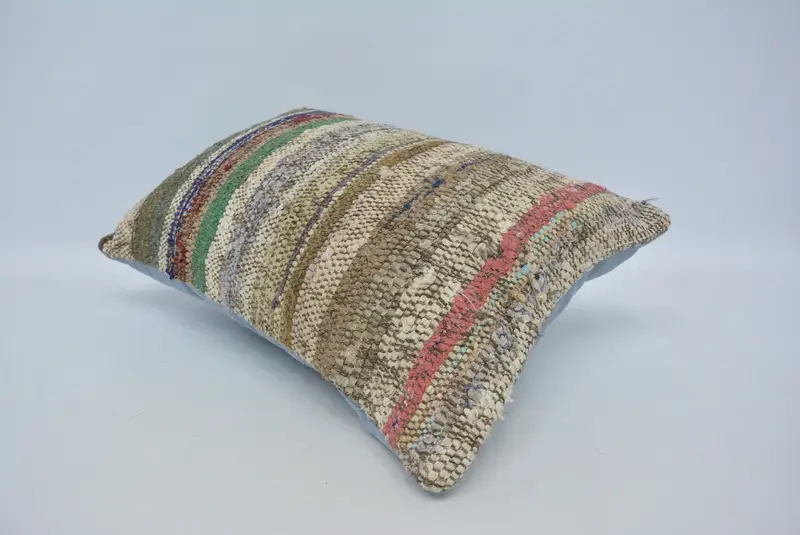 Throw Kilim Pillow, Pillow for Sofa, Boho Pillow Sham Cover, Cushion, 16x24 Green Pillow, Accent Cushion Cover, Seat Pillow - 6
