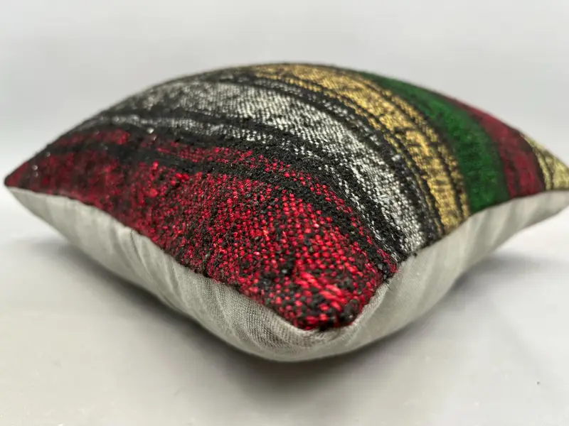 Vintage Kilim Pillow, Pillow, Decorative Bolster Cushion Cover, Ethnical Kilim Rug Pillow, Vintage Pillow, 20x20 Yellow Pillow Sham - 6
