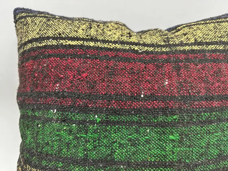 Vintage Kilim Pillow, Pillow, Decorative Bolster Cushion Cover, Ethnical Kilim Rug Pillow, Vintage Pillow, 20x20 Yellow Pillow Sham - 5