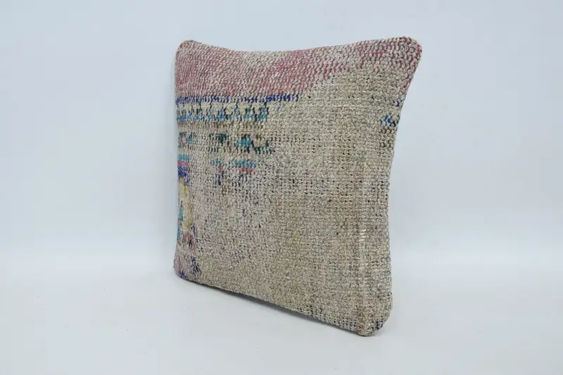 Comfy Throw Cushion Case, Boho Pillow Sham Cover, Ethnical Kilim Rug Pillow, Sustainable Pillow Cover, Vintage Pillow, Pillow, 12x12 Blue Pillow - 4