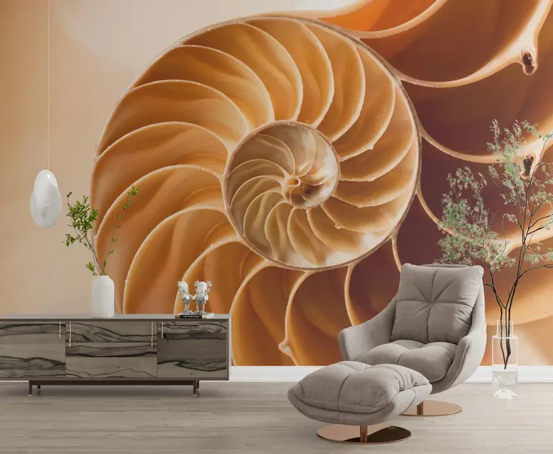 Elegante Tapete mit Muscheldruck: Küstencharme in neutralen Tönen