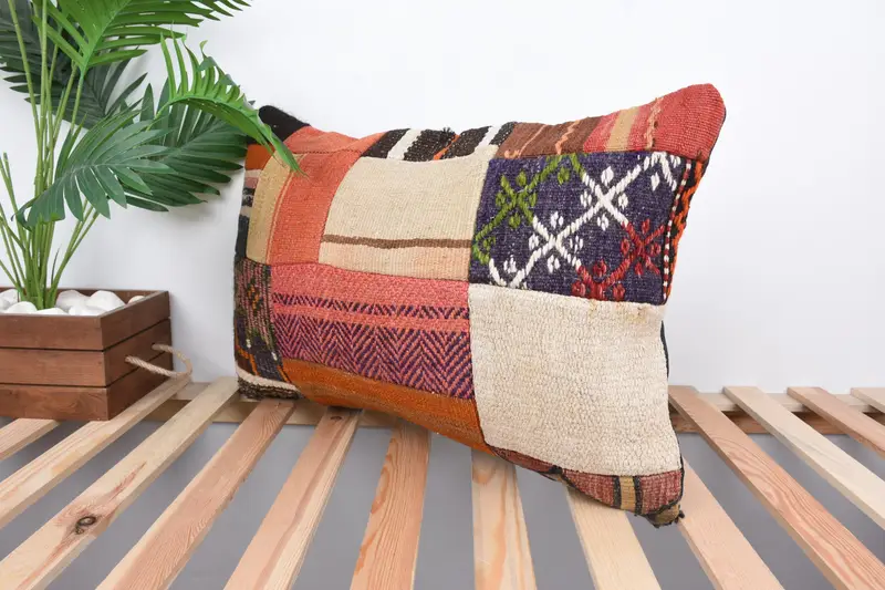 Pillow Cover, Turkish Kilim Pillow, Vintage Pillow, 16x24 Beige Pillow Sham, Pillow for Sofa, Vintage Kilim Pillow Cushion - 5