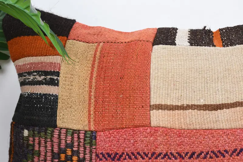 Pillow Cover, Turkish Kilim Pillow, Vintage Pillow, 16x24 Beige Pillow Sham, Pillow for Sofa, Vintage Kilim Pillow Cushion - 2