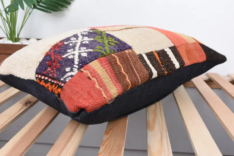 Pillow Cover, Turkish Kilim Pillow, Vintage Pillow, 16x24 Beige Pillow Sham, Pillow for Sofa, Vintage Kilim Pillow Cushion - 6