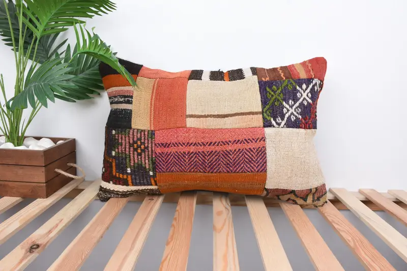 Pillow Cover, Turkish Kilim Pillow, Vintage Pillow, 16x24 Beige Pillow Sham, Pillow for Sofa, Vintage Kilim Pillow Cushion - 1