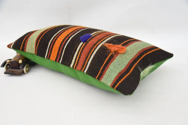 Pillow for Couch, Kilim Pillow Cover, Pillow Case, 12x20 Brown Pillow Cover, Seat Pillow Cover, Kilim Cushion Sham, Accent Cushion Case - 6
