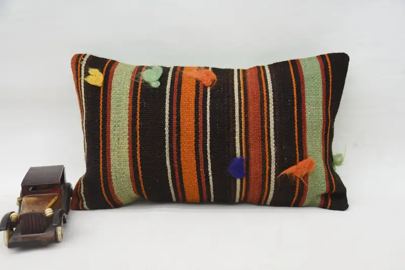 Pillow for Couch, Kilim Pillow Cover, Pillow Case, 12x20 Brown Pillow Cover, Seat Pillow Cover, Kilim Cushion Sham, Accent Cushion Case - 1