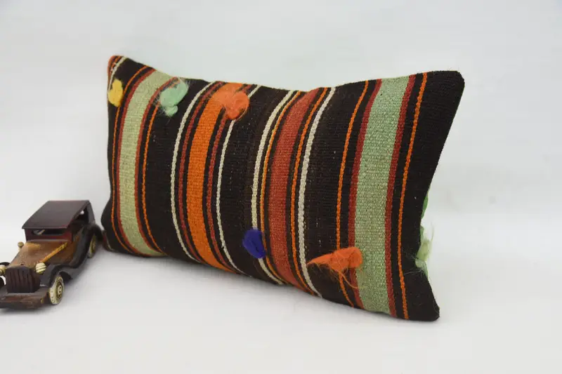 Pillow for Couch, Kilim Pillow Cover, Pillow Case, 12x20 Brown Pillow Cover, Seat Pillow Cover, Kilim Cushion Sham, Accent Cushion Case - 3