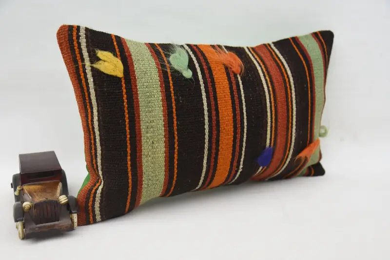 Pillow for Couch, Kilim Pillow Cover, Pillow Case, 12x20 Brown Pillow Cover, Seat Pillow Cover, Kilim Cushion Sham, Accent Cushion Case - 2