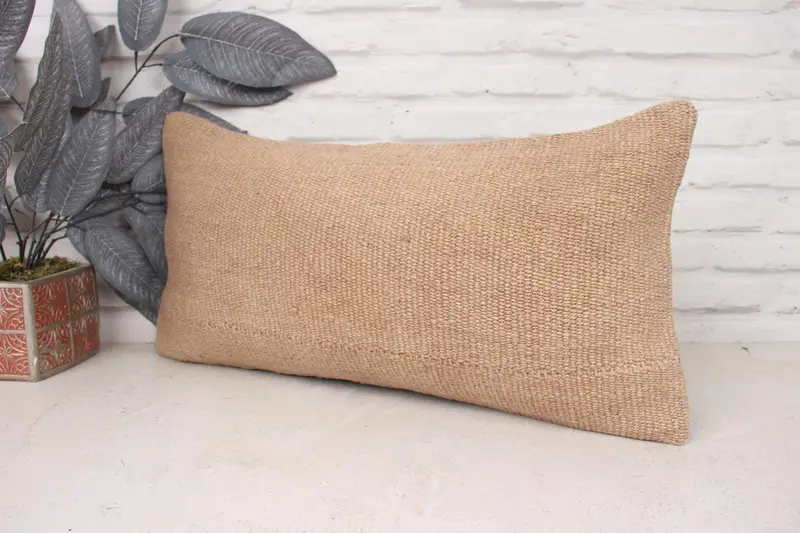 Office Chair Pillow Cover, Pillow, Interior Designer Pillow, Throw Kilim Pillow, Vintage Kilim Pillow, 12x24 Beige Cushion Cover - 4