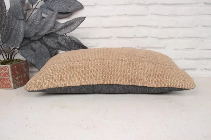 Office Chair Pillow Cover, Pillow, Interior Designer Pillow, Throw Kilim Pillow, Vintage Kilim Pillow, 12x24 Beige Cushion Cover - 5