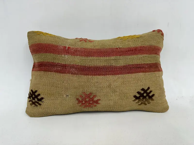 Geometric Embroidered Throw Pillow, 12x20 Inches Size Pillow - 1