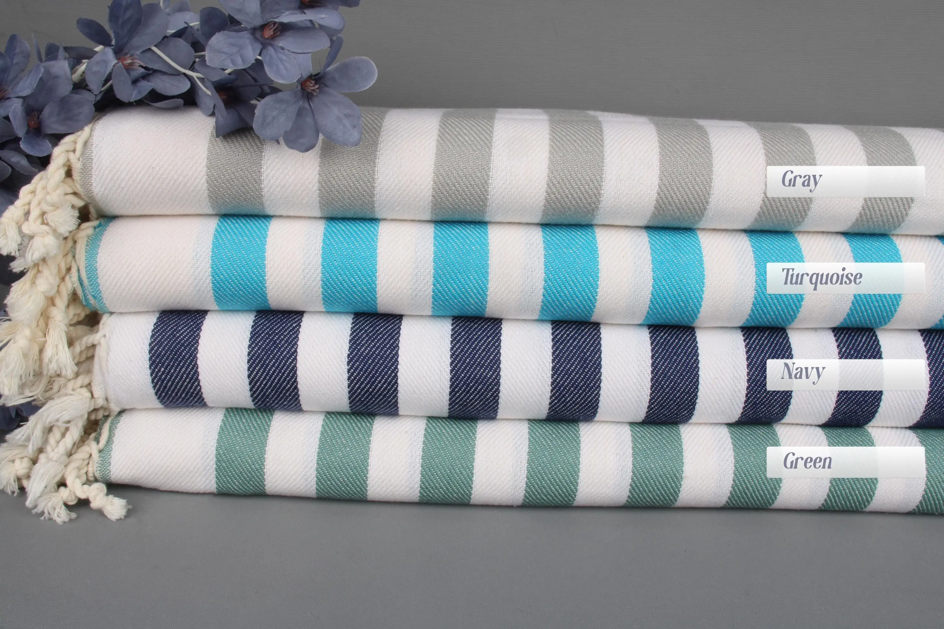 75x87 Cotton Throw, Striped Woven Throw Blanket, Beige, King Size - 1