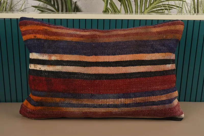 Vintage Gift 16x24 inch Pillowcase, Decorative Striped Bed DesignerBlue Cushion Cover - 1
