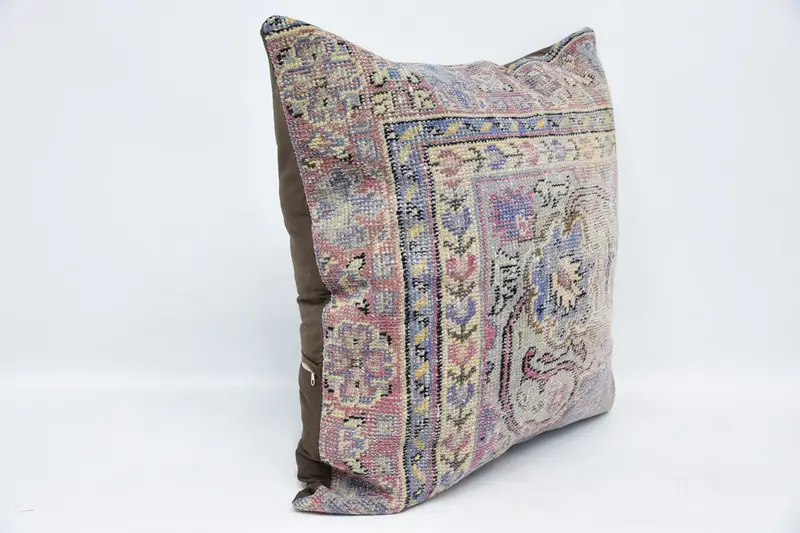 Home Decor Pillow, Bohemian Cushion Pillow Sham, Pillow Cover, 32x32 Blue Cushion, Ethnical Kilim Rug Pillow, Vintage Kilim Pillow - 3