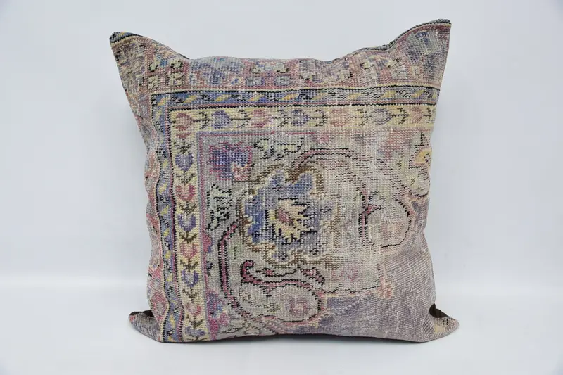 Home Decor Pillow, Bohemian Cushion Pillow Sham, Pillow Cover, 32x32 Blue Cushion, Ethnical Kilim Rug Pillow, Vintage Kilim Pillow - 1