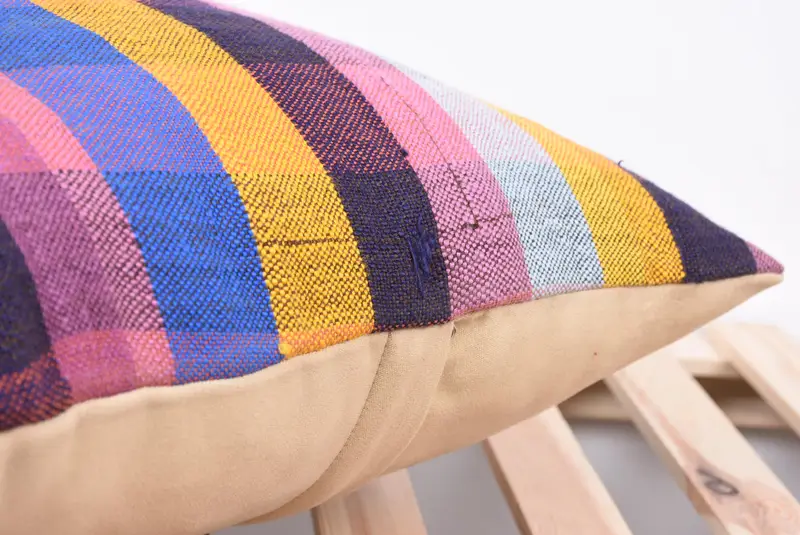 Vintage Kilim Throw Pillow, Vintage Pillow, Cushion Cover, 18x18 Pink Cushion Case, Pillow for Couch, Vintage Pillow Case - 7