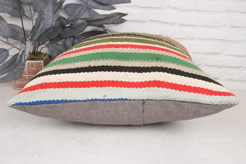 Bolster Pillow Sham, Pillow Case, 20x20 Red Pillow Case, Interior Designer Pillow, Gift Pillow, Vintage Kilim Pillow, Hippie Throw Pillow Sham - 5