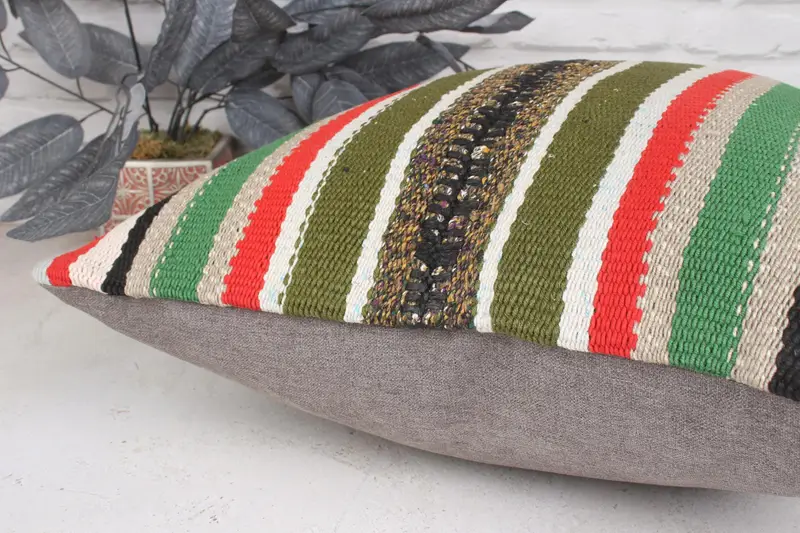 Bolster Pillow Sham, Pillow Case, 20x20 Red Pillow Case, Interior Designer Pillow, Gift Pillow, Vintage Kilim Pillow, Hippie Throw Pillow Sham - 7