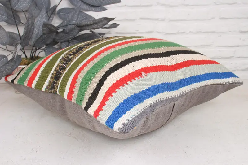 Bolster Pillow Sham, Pillow Case, 20x20 Red Pillow Case, Interior Designer Pillow, Gift Pillow, Vintage Kilim Pillow, Hippie Throw Pillow Sham - 6