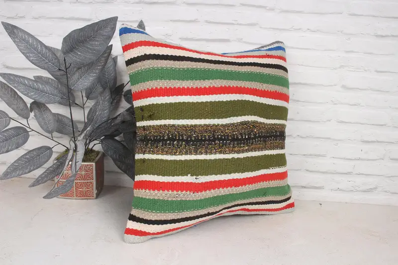 Bolster Pillow Sham, Pillow Case, 20x20 Red Pillow Case, Interior Designer Pillow, Gift Pillow, Vintage Kilim Pillow, Hippie Throw Pillow Sham - 3