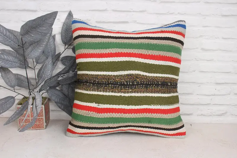 Bolster Pillow Sham, Pillow Case, 20x20 Red Pillow Case, Interior Designer Pillow, Gift Pillow, Vintage Kilim Pillow, Hippie Throw Pillow Sham - 1