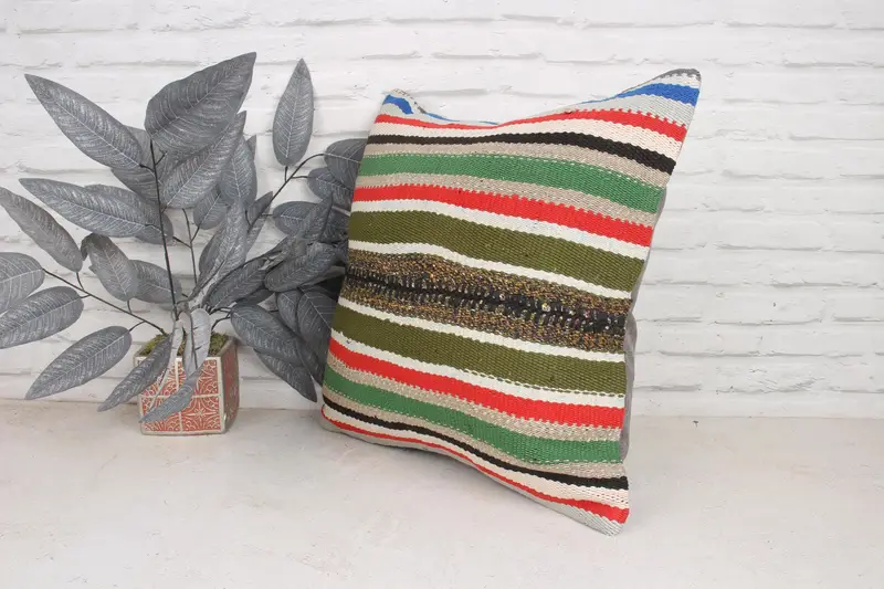 Bolster Pillow Sham, Pillow Case, 20x20 Red Pillow Case, Interior Designer Pillow, Gift Pillow, Vintage Kilim Pillow, Hippie Throw Pillow Sham - 4