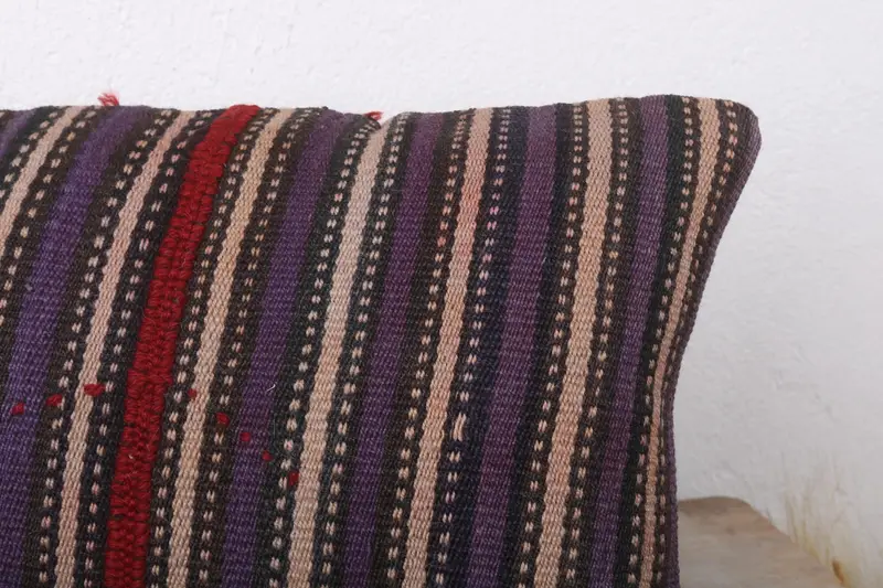 Pillow Sham, Boho Pillow, Kilim Cushion Sham, 12x24 Blue Pillow Case, Indoor Cushion Cover, Colorful Pillow Sham, Ottoman Cushion, Vintage Pillow - 5