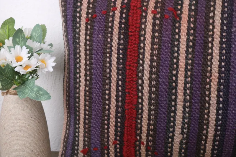 Pillow Sham, Boho Pillow, Kilim Cushion Sham, 12x24 Blue Pillow Case, Indoor Cushion Cover, Colorful Pillow Sham, Ottoman Cushion, Vintage Pillow - 3