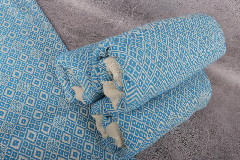 Sand-resistant Turkish towel for travel, House Warming Gift, 70x40 Cotton Diamond Towel, Organic towel, Sand-free towel, Bridesmaid Gift Towel - 7