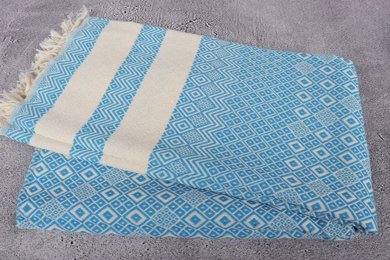 Sand-resistant Turkish towel for travel, House Warming Gift, 70x40 Cotton Diamond Towel, Organic towel, Sand-free towel, Bridesmaid Gift Towel - 6