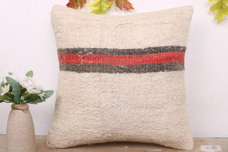 Living Room Throw Pillow, Handmade Kilim Cushion, Pillow for Couch, 16x16 White Pillow, Pillow for Sofa, Pillow Cover, Outdoor Cushion - 2