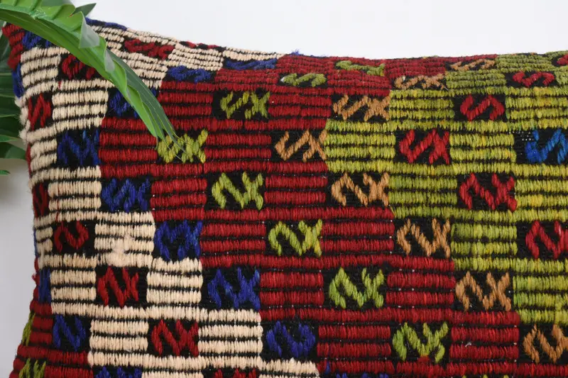 Gift Pillow, 16x24 Green Pillow, Cushion, Vintage Kilim Throw Pillow, Vintage Pillow, Crochet Pattern Pillow Case, Outdoor Patio Cushion - 2